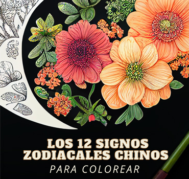 portada del libro los 12 signos del zodiaco chino para colorear
